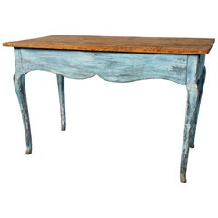 Blue Painted Louis XV Table with Cabriole legs