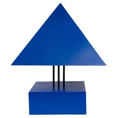 Vintage Blue Painted Metal Triangle Lamp by Alain Letessier, 1987