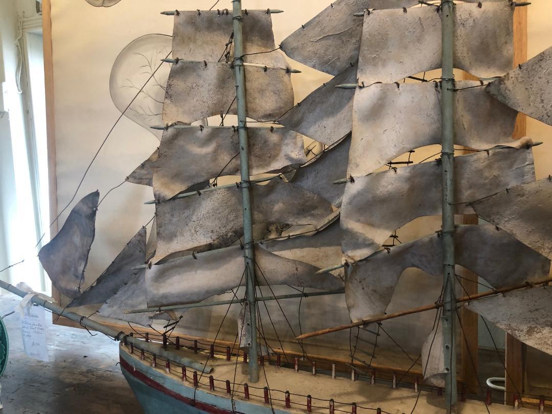 Blue Painted Model of a Sail Boat In Excellent Condition For Sale In Washington, DC