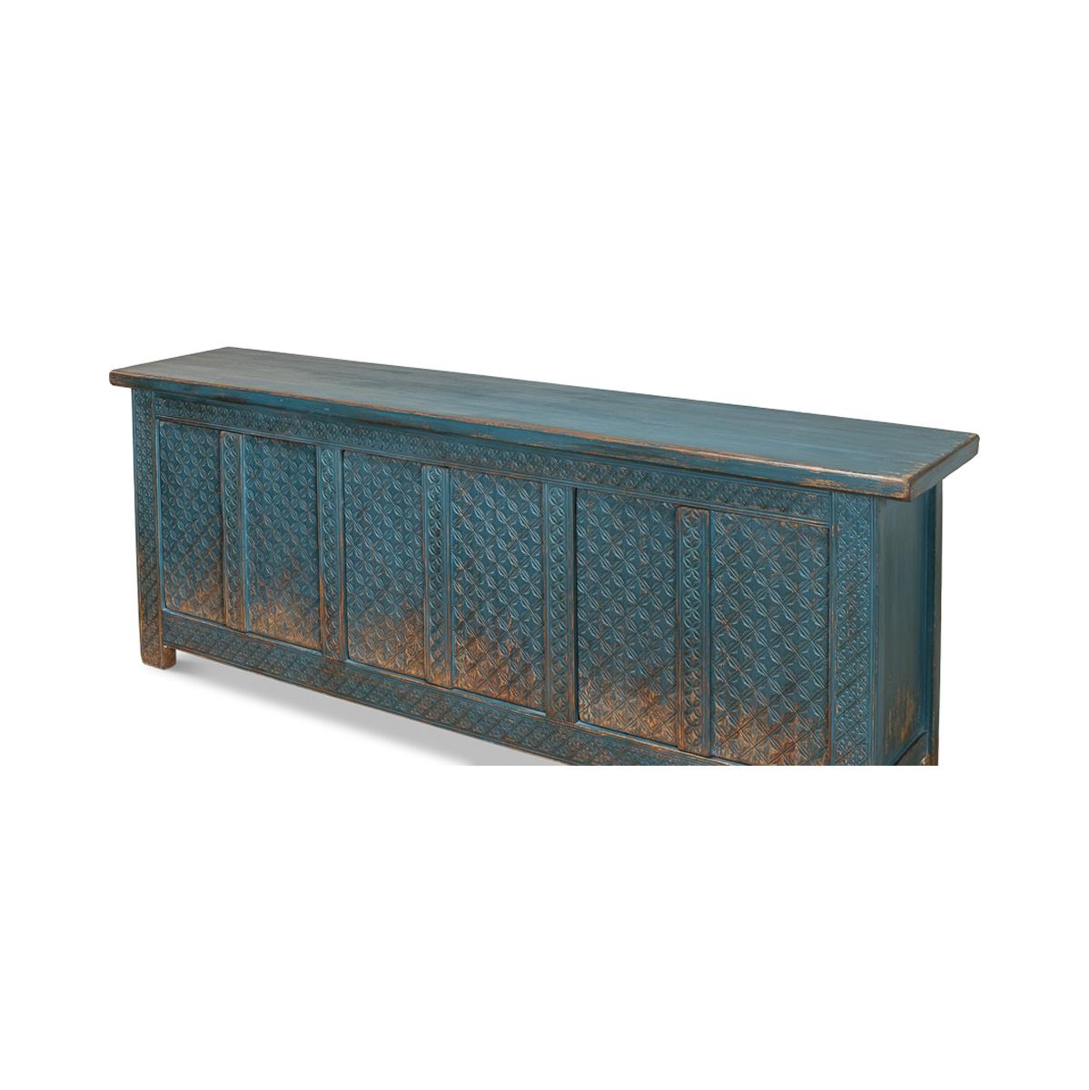 Asian Blue Painted Moroccan Sideboard For Sale