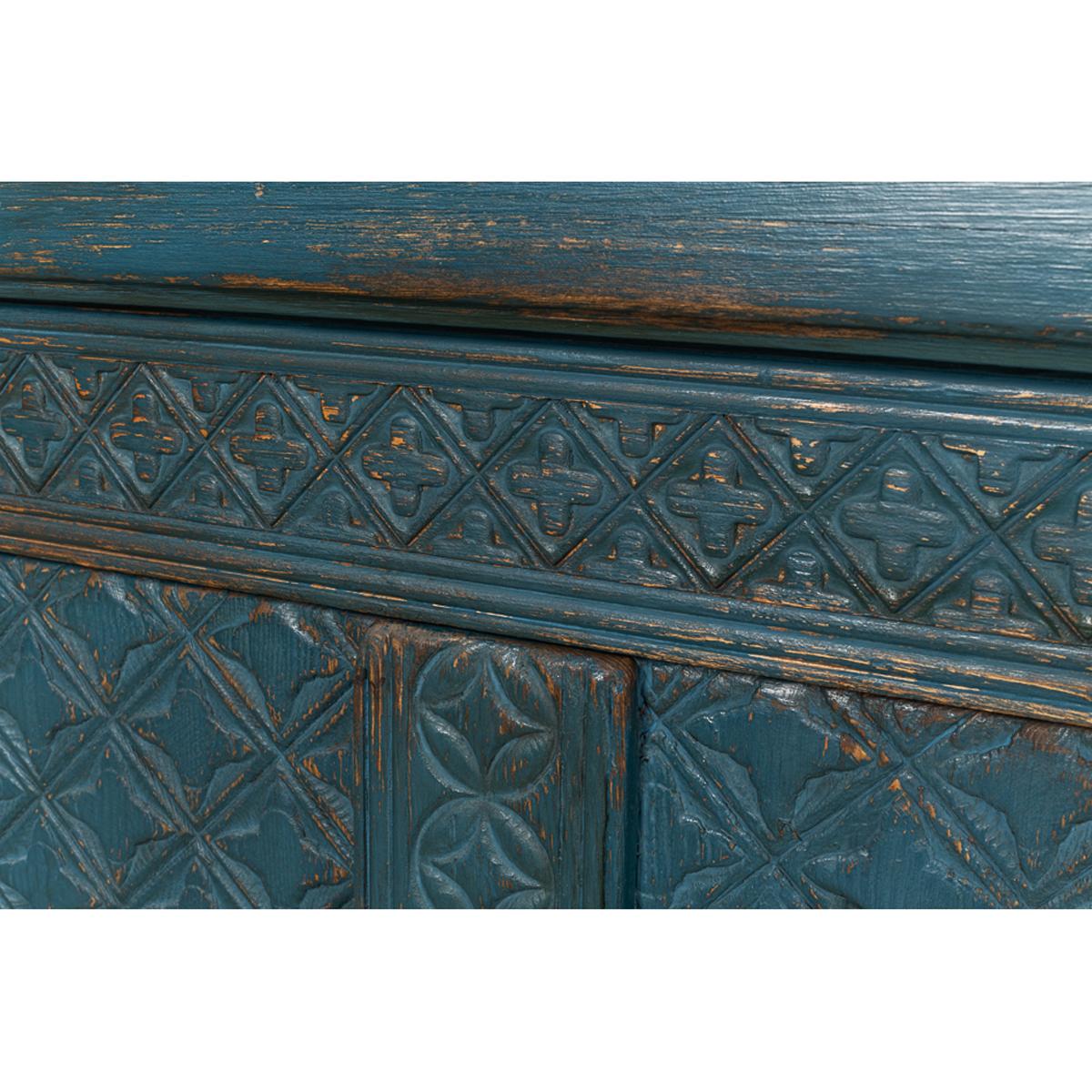 Contemporary Blue Painted Moroccan Sideboard For Sale