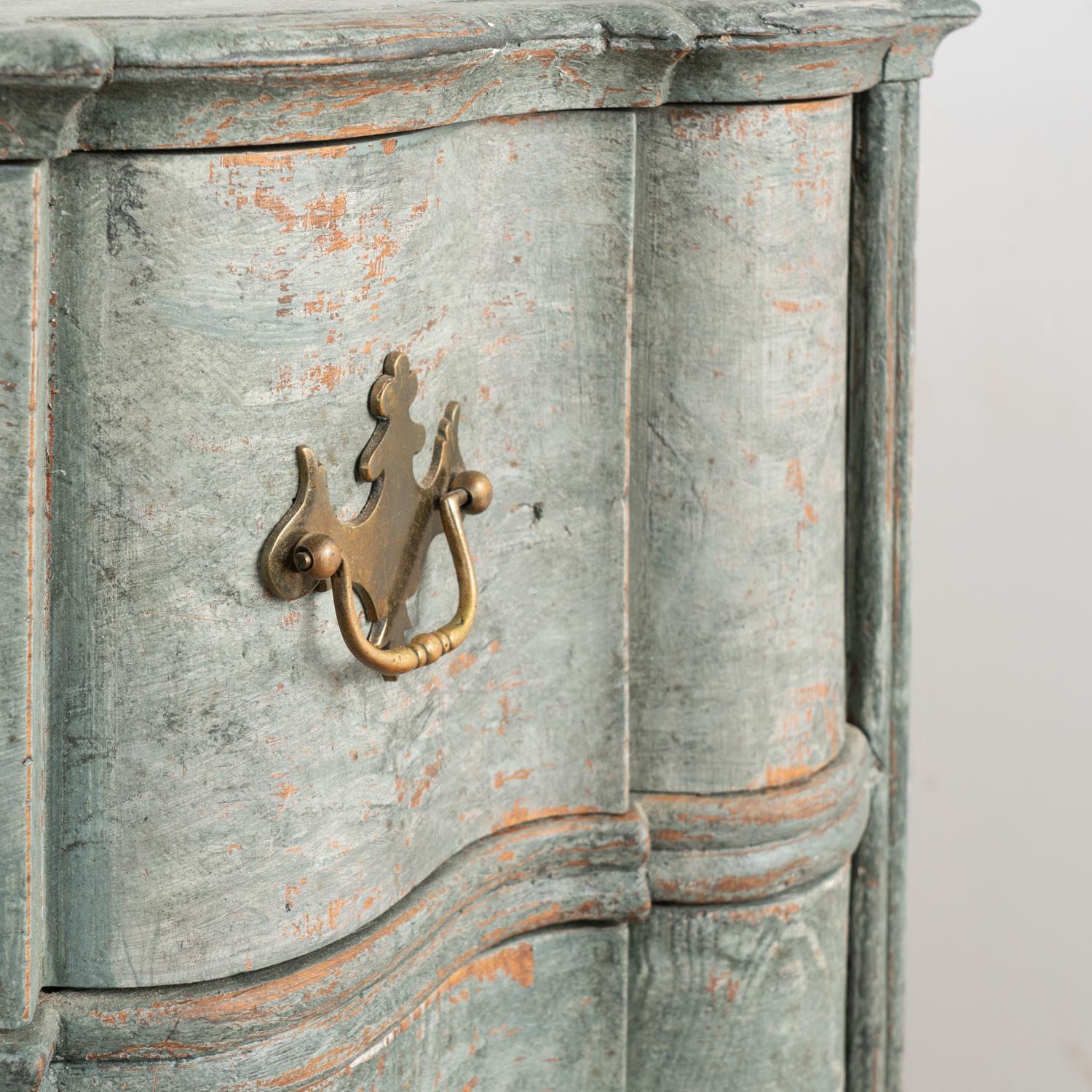 Blue Painted Oak Rococo Chest of Four Drawers, Denmark circa 1770-80 For Sale 4