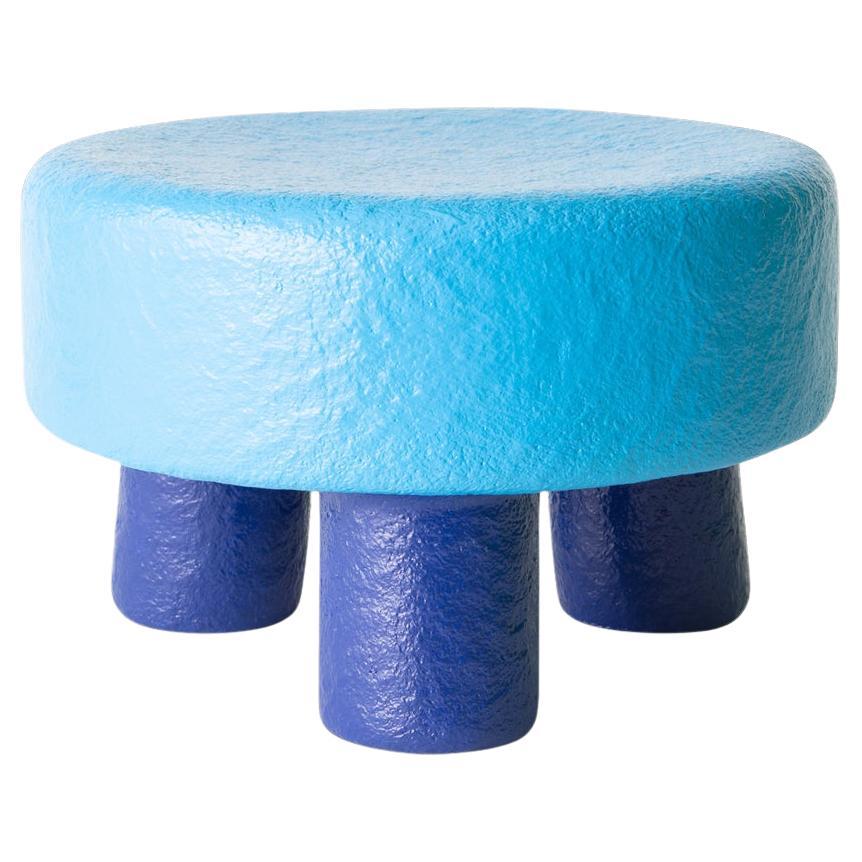 Blue Painted Paper Pulp Milkstool 'Goodnight Moon Edition' For Sale