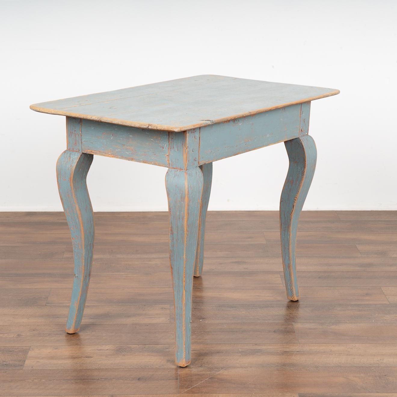 Blue Painted Pine Side Table With Cabriolet Legs, Sweden circa 1820-40 For Sale 6