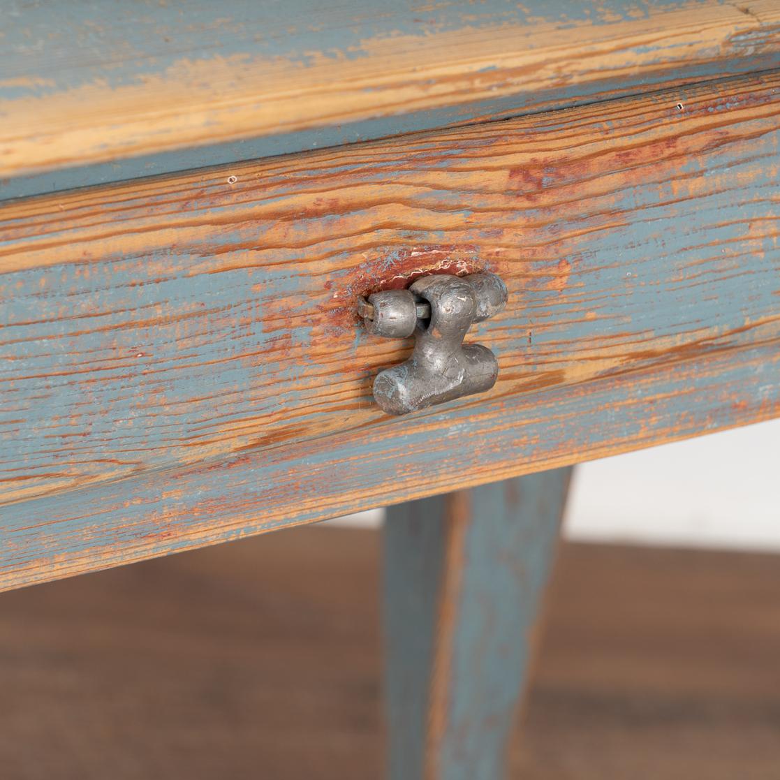 Blue Painted Pine Side Table With Cabriolet Legs, Sweden circa 1820-40 For Sale 3