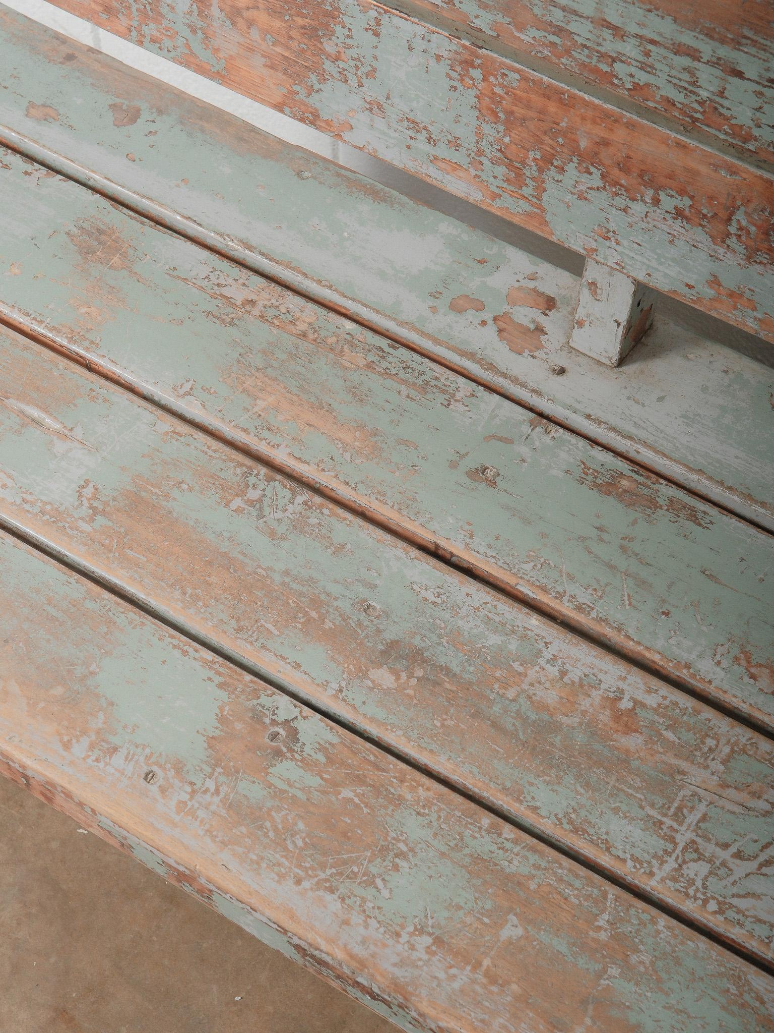 Peint Banc rustique en bois peint en bleu en vente