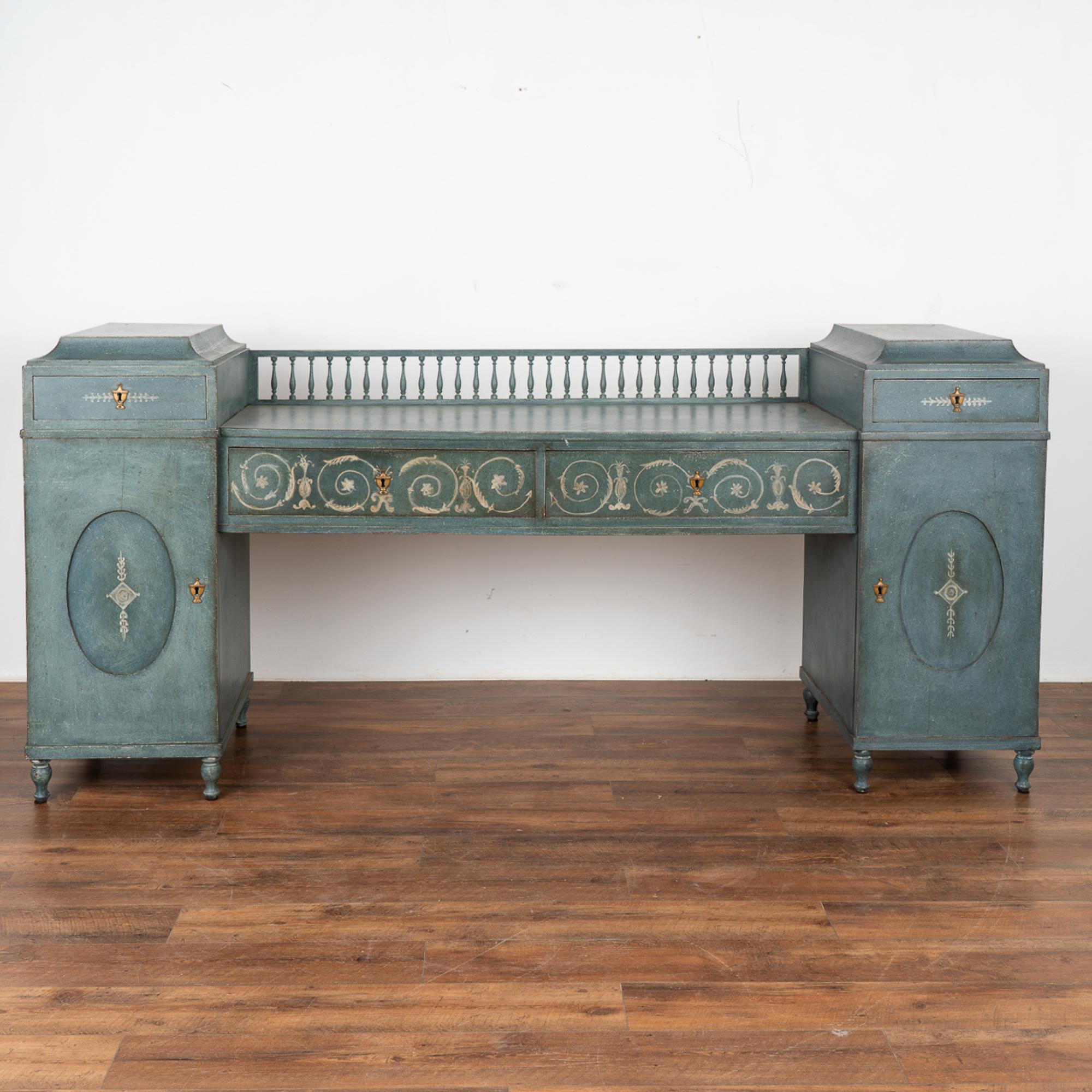 Blue Painted Sideboard Buffet, England circa 1820-40 In Good Condition In Round Top, TX