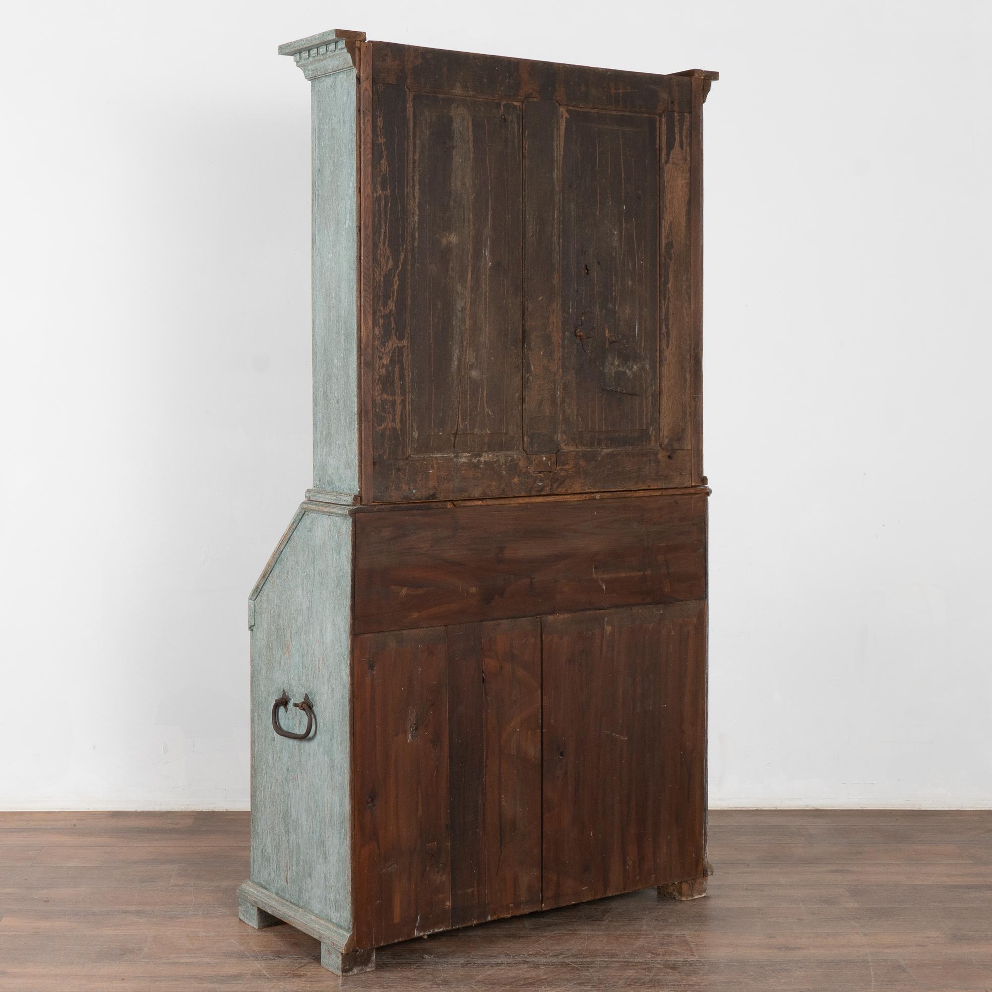 Blue Painted Swedish Oak Secretary, circa 1800-20 3