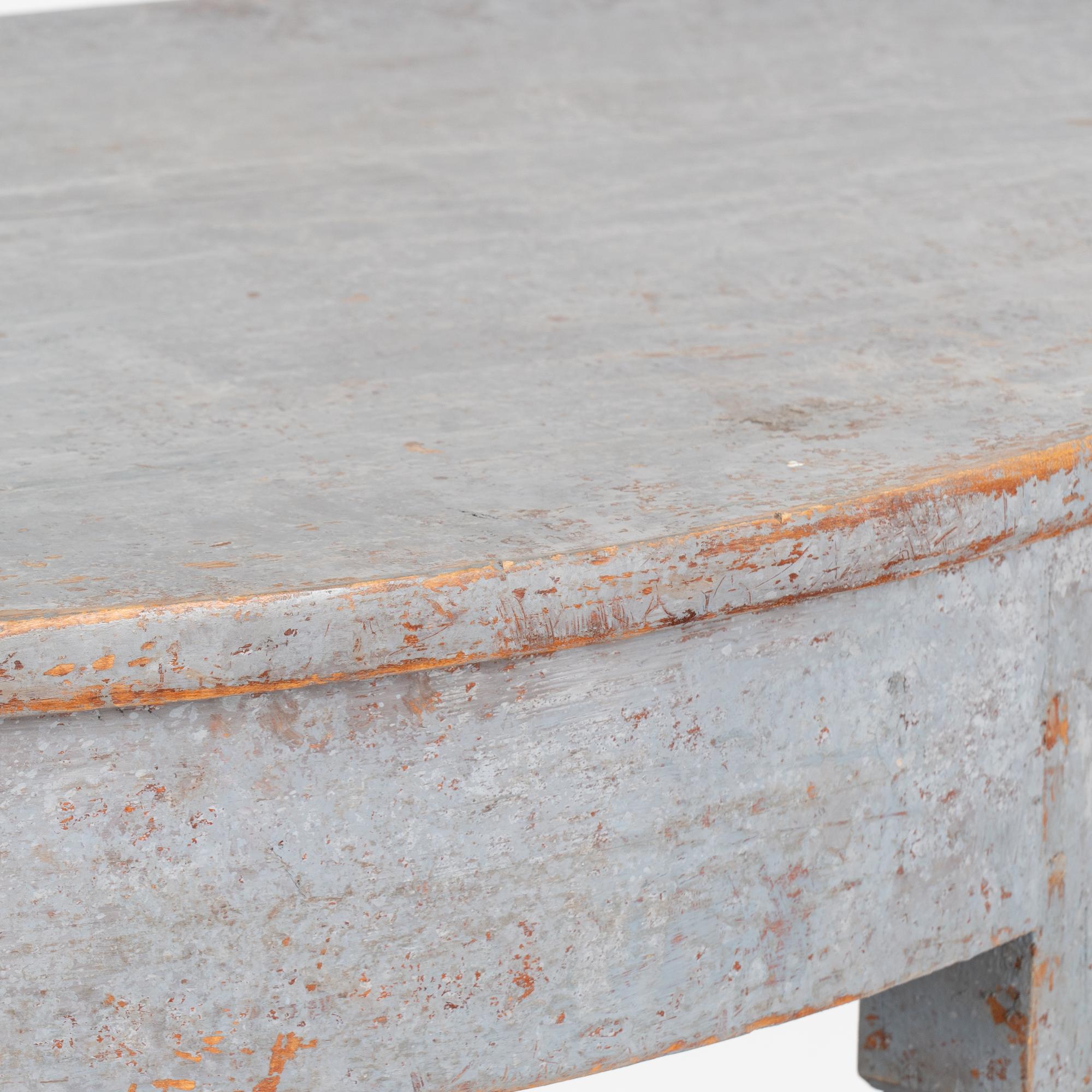 Blue Painted Swedish Pine Demi Lune Console Table, circa 1880 2