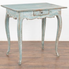 Blue Painted Swedish Side Table With Cabriolet Legs, circa 1800