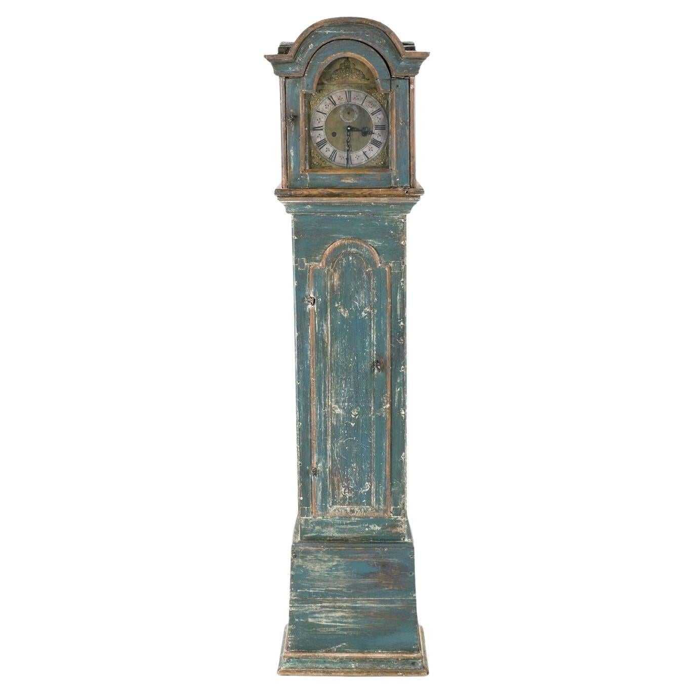Blue-Painted Swedish Tall Case Clock