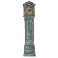 Blue-Painted Swedish Tall Case Clock