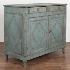 Blue Painted Tall Sideboard Buffet, Sweden circa 1880