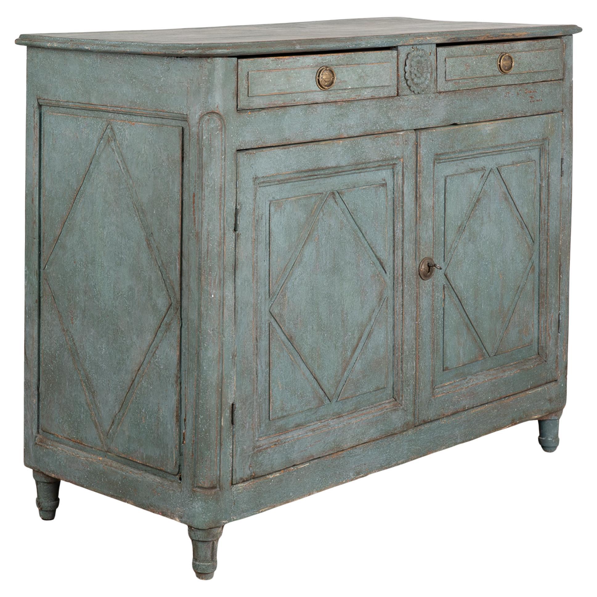 Blue Painted Tall Sideboard Buffet, Sweden circa 1880