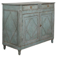 Blue Painted Tall Sideboard Buffet, Sweden circa 1880