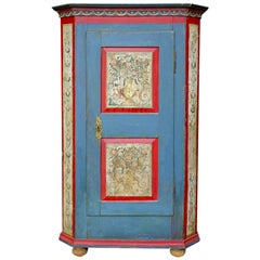 Blue Painted Wardrobe, Around 1820, Central Europe