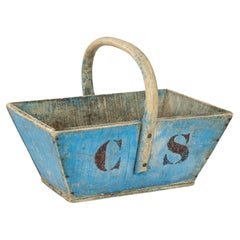 Blue-Painted Wooden Swedish Basket