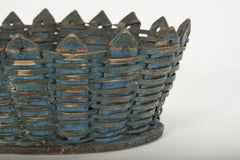 Panier suédois en bois tissé peint en bleu