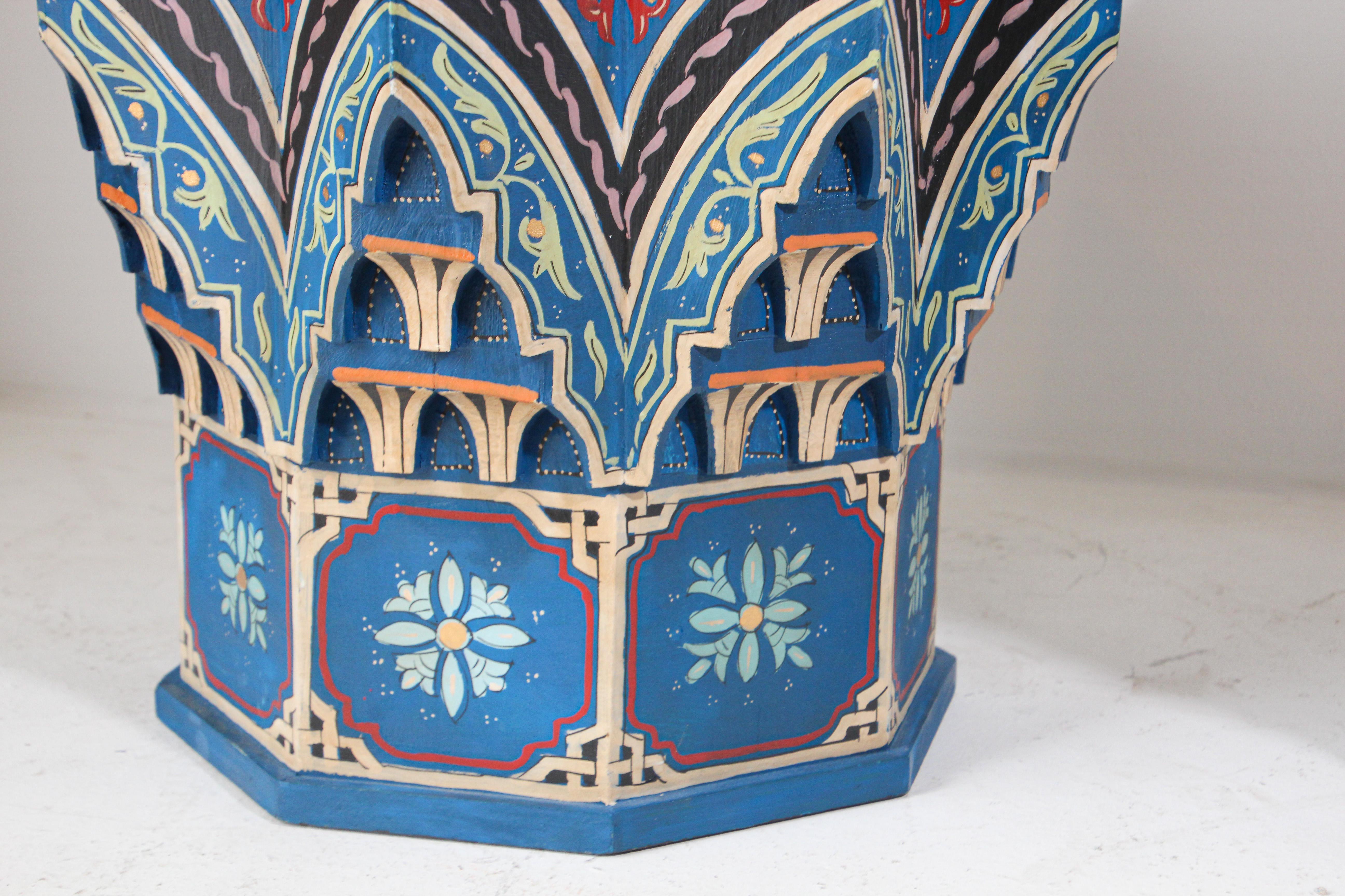 20th Century Blue Pair of Moorish Star Shape Side Tables For Sale