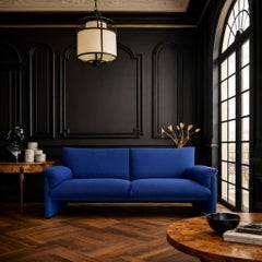 Blaues 2-Sitzer-Sofa „PALMARIA 709“ von Vico Magistretti für Cassina, ITALY 1980