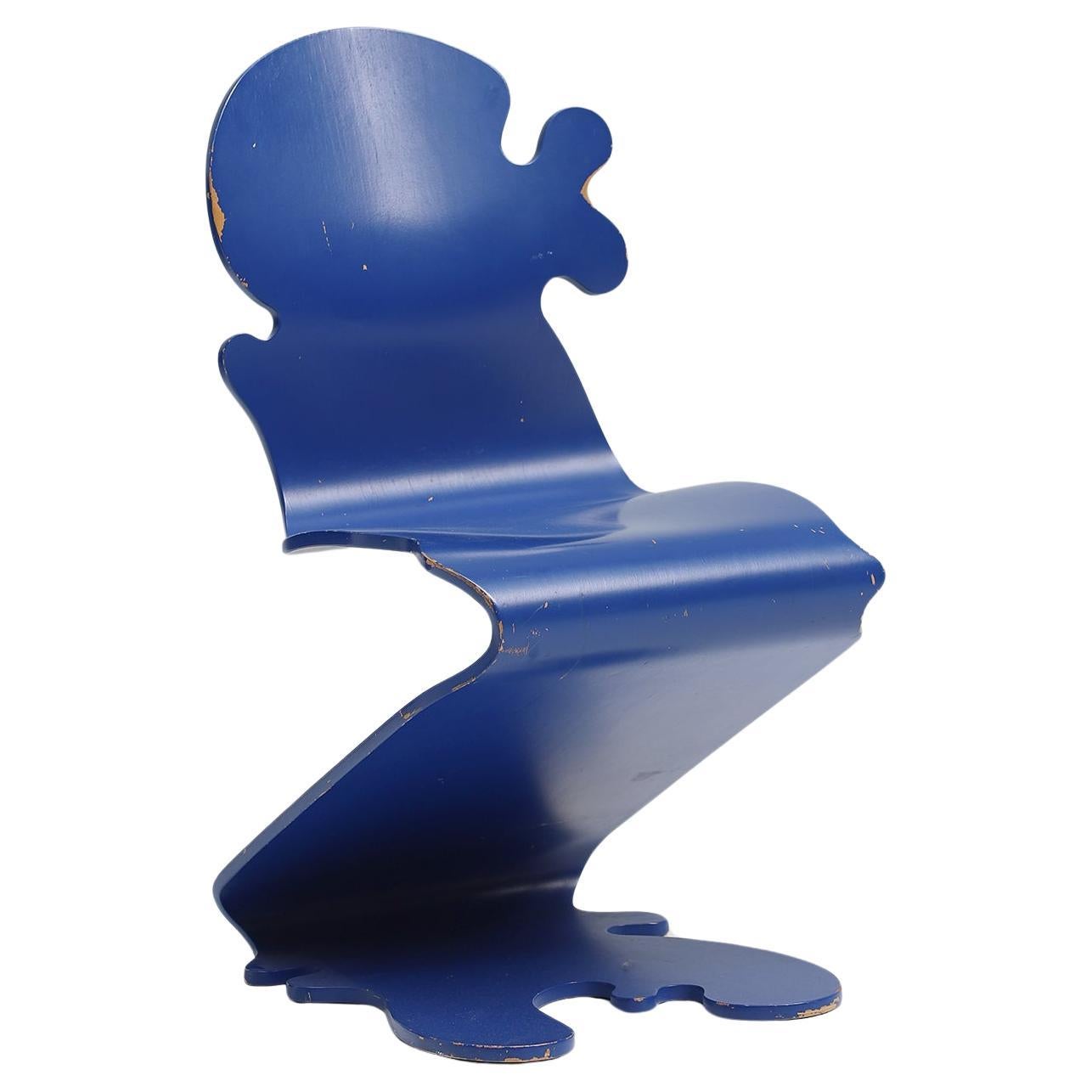 Blue pantonic 5010 Chair by Verner Panton for studio HAG, Denmark 1992 For Sale