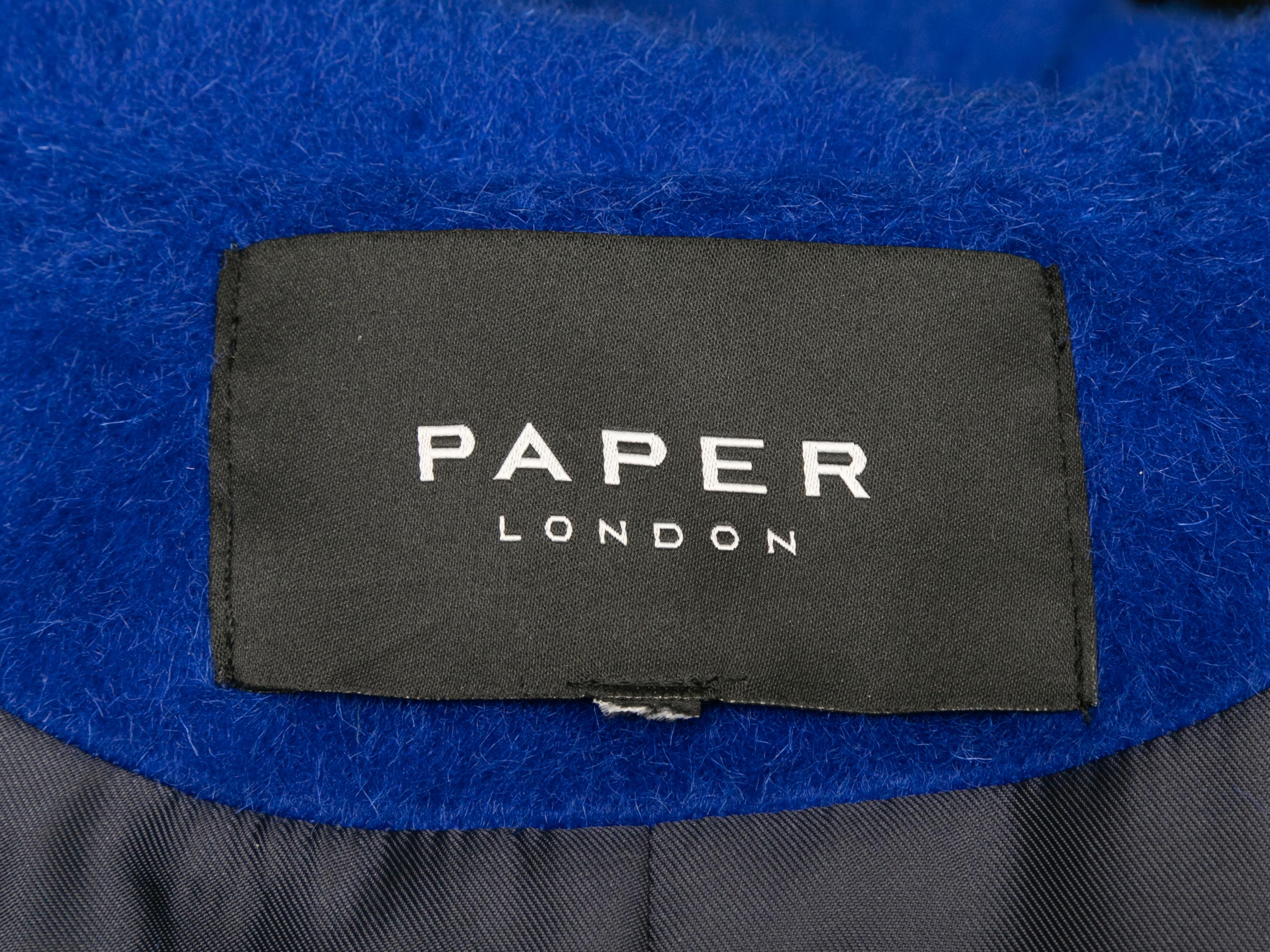 Langes blaues Papier Londoner Mantel aus Wollmischung Größe US M Damen