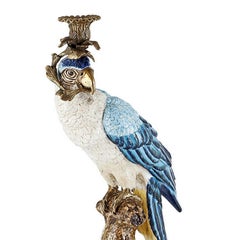 Blue Parrot Sculpture Candleholder