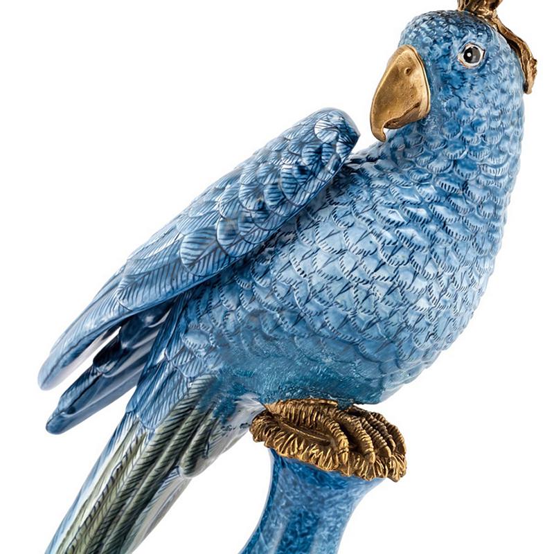 Glazed Blue Parrot Set of 2 Candleholder in Porcelain For Sale