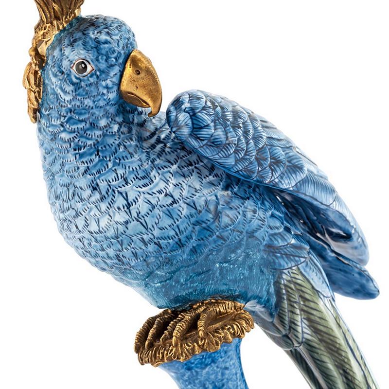 Glazed Blue Parrot Set of 2 Candleholder in Porcelain