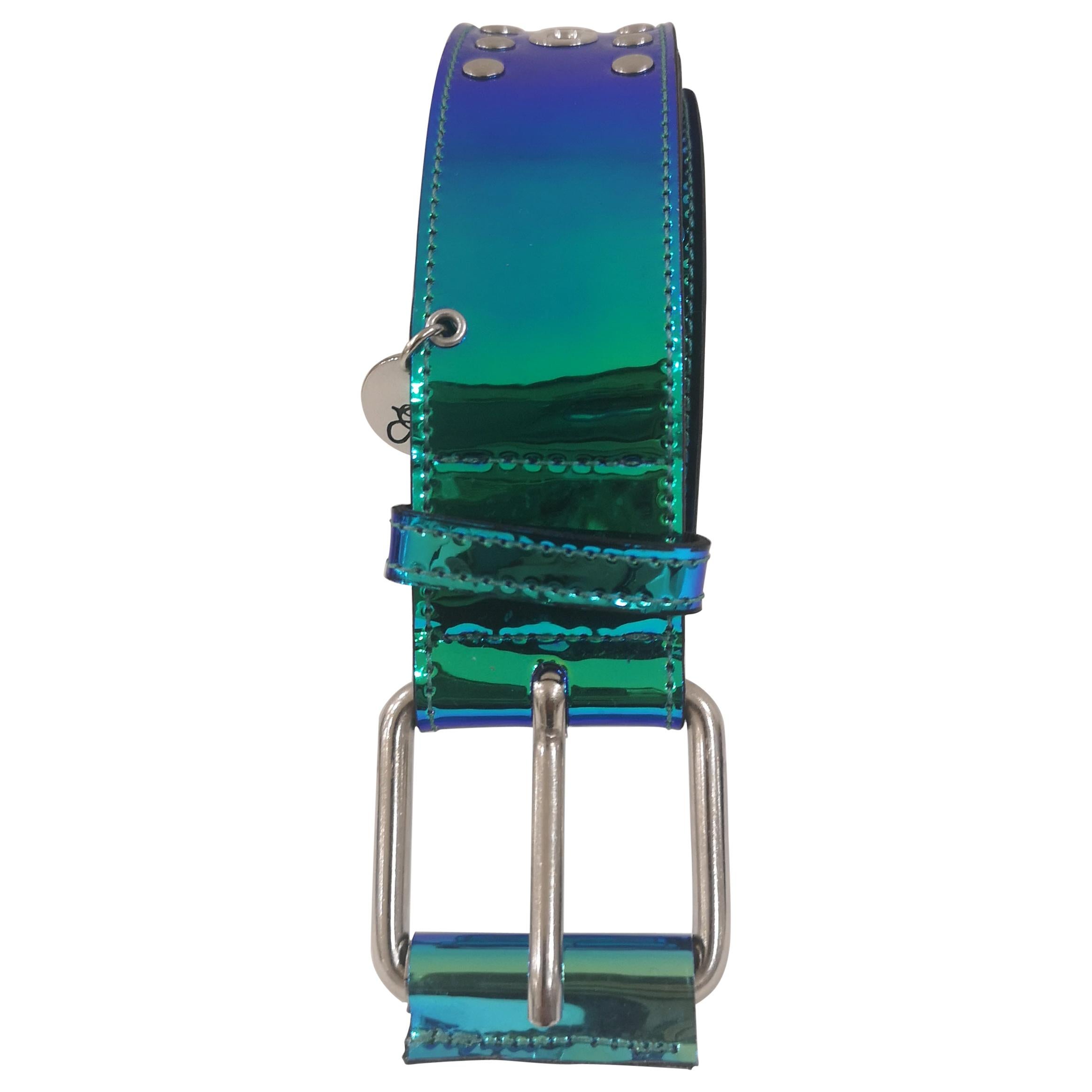 Blue Patent Leather handmade belt