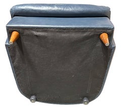 Blue Patinated Leather Wing Back Lounge Chair