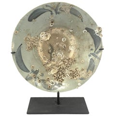 Blue Pattern 16th Century Ming Dynasty Ceramic Submerged Plate on Stand, China