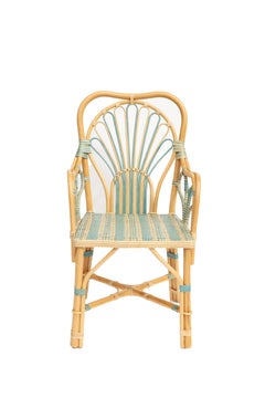 Blue Peacock Rattan Arm Chair by Creel and Gow
