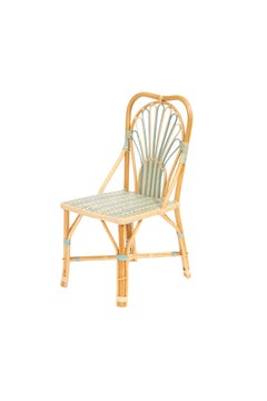 Blue Peacock Rattan Side Chair by Creel and Gow