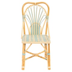 Sedia laterale in rattan con pavone blu di Creel and Gow