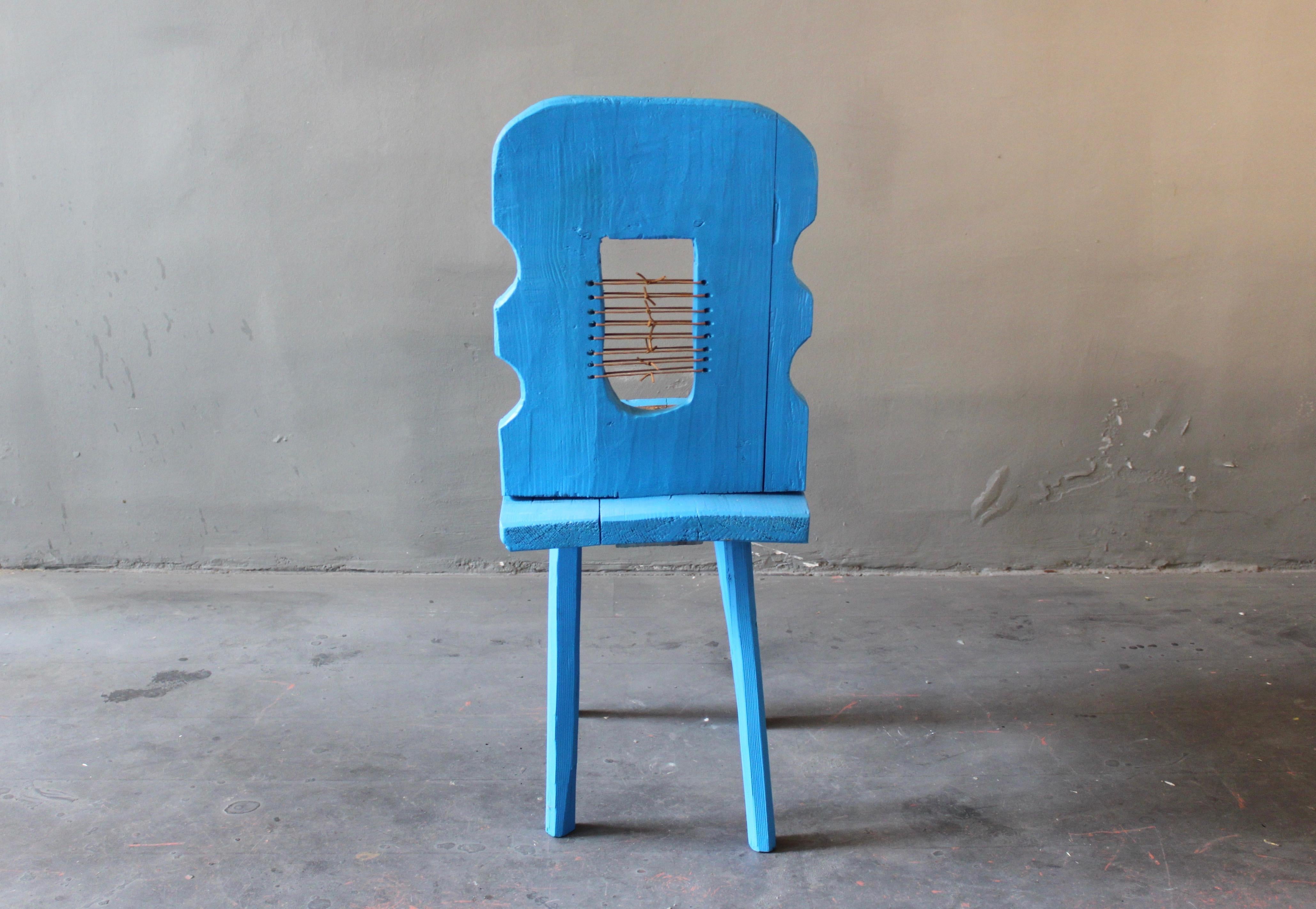 Wood Blue Peak Of A Century Chair by Markus Friedrich Staab For Sale