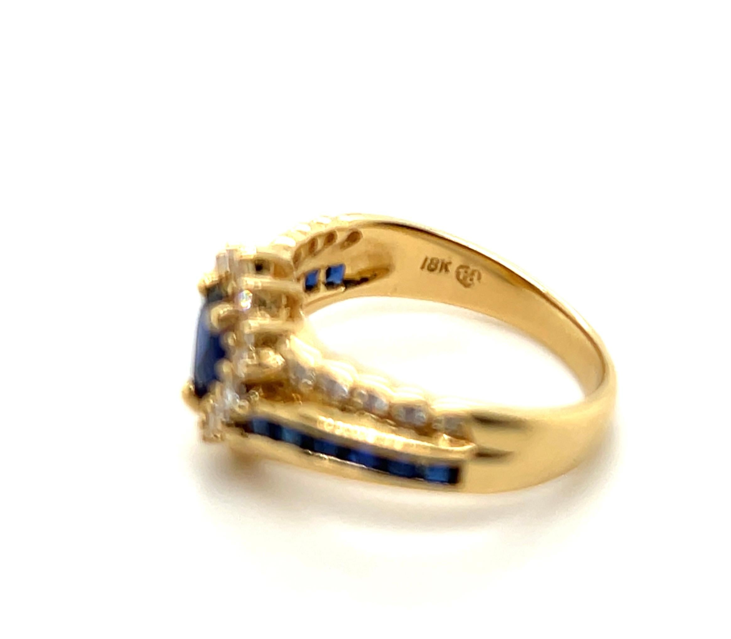 Blue Pear Sapphire and Diamond 18k Yellow Gold Ring im Angebot 6