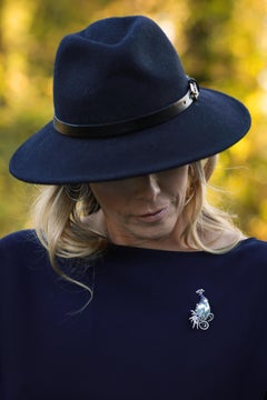 Blue Pearl Blue Sapphires White Diamonds Brooch Aenea Jewellery