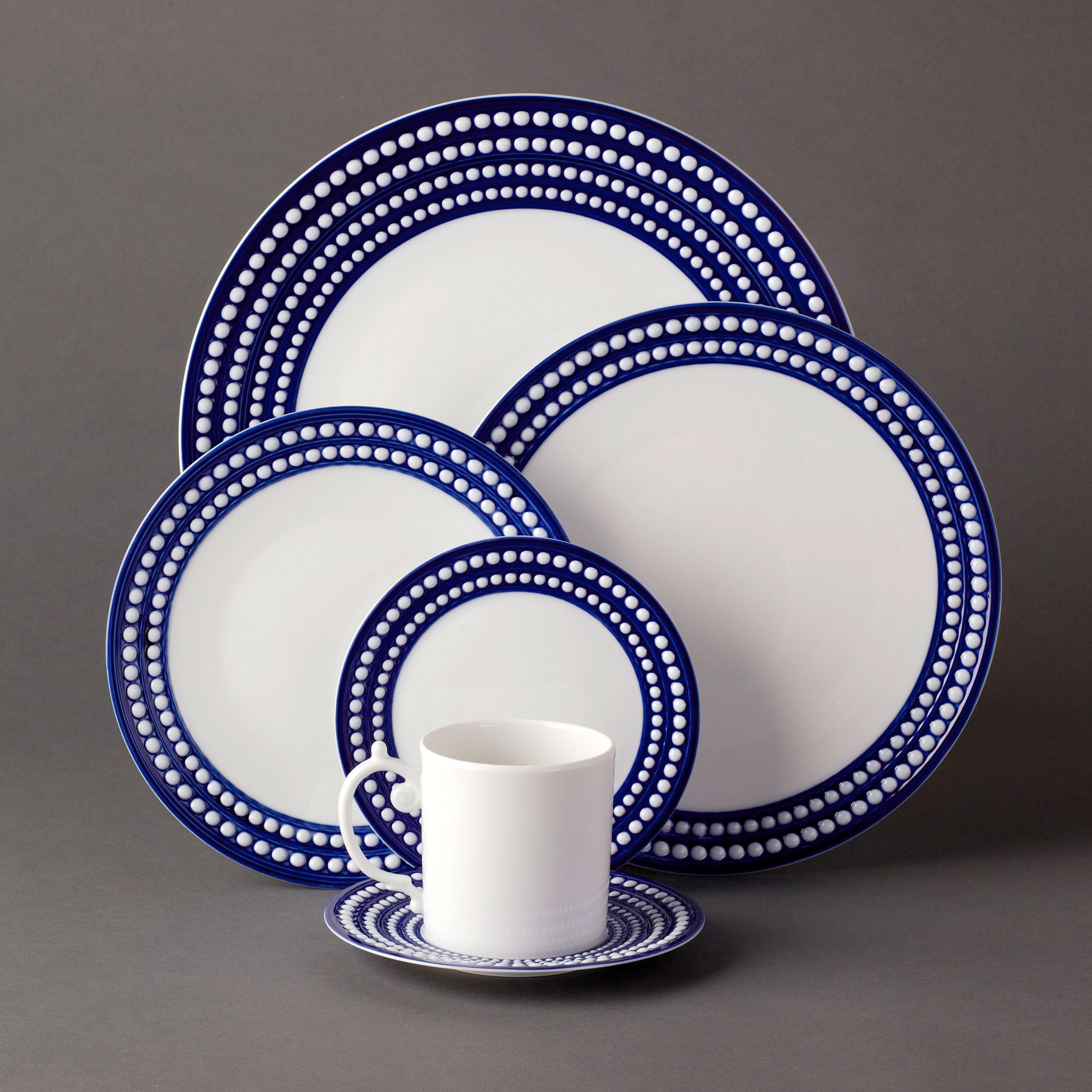 Blue Perlée Dinnerware Set In New Condition For Sale In Irving, TX