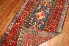 Zabihi Collection Blue Persian Heriz Serapi Tribal Runner