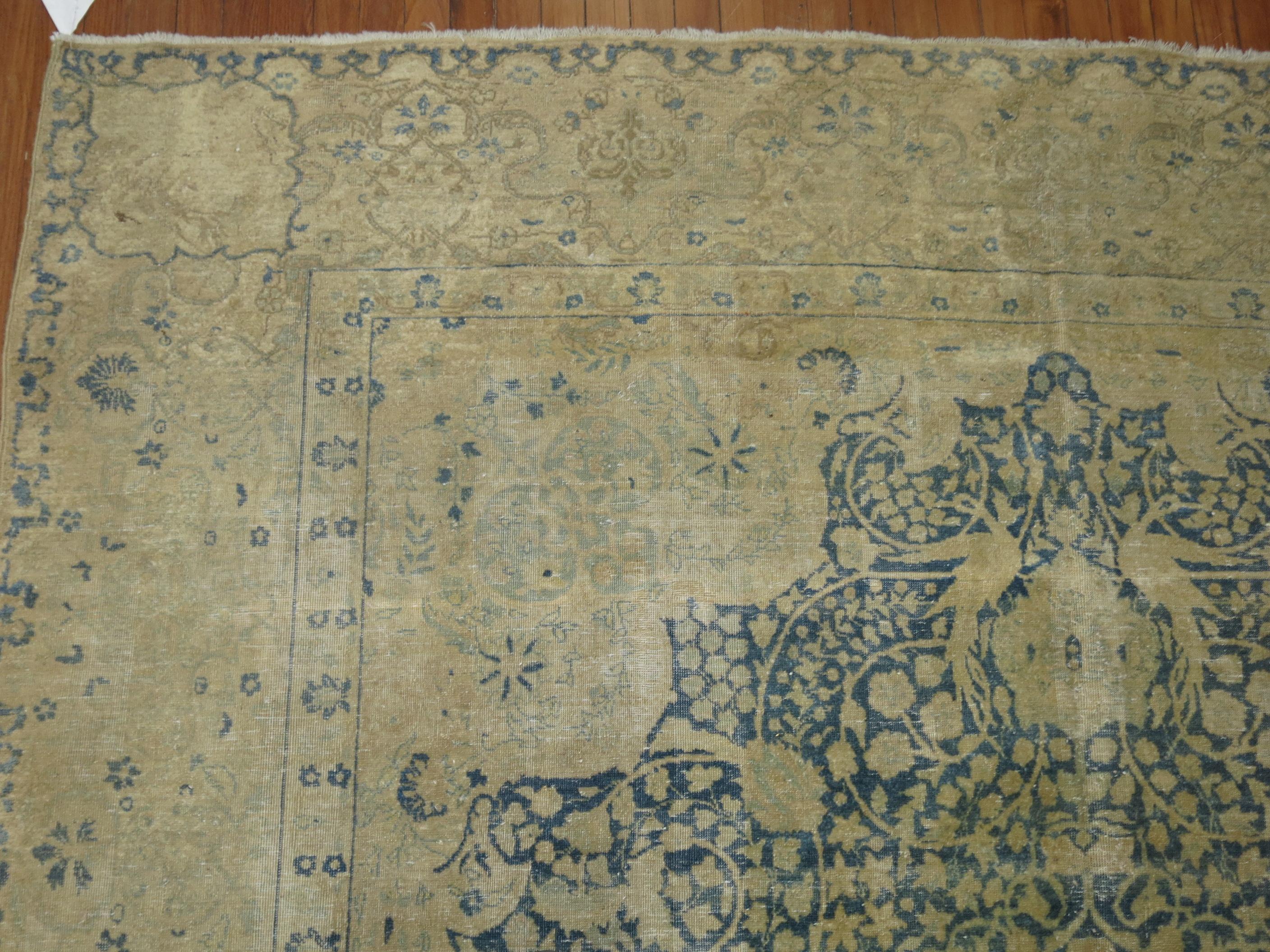 20th Century Blue Persian Keman Room Size Rug For Sale