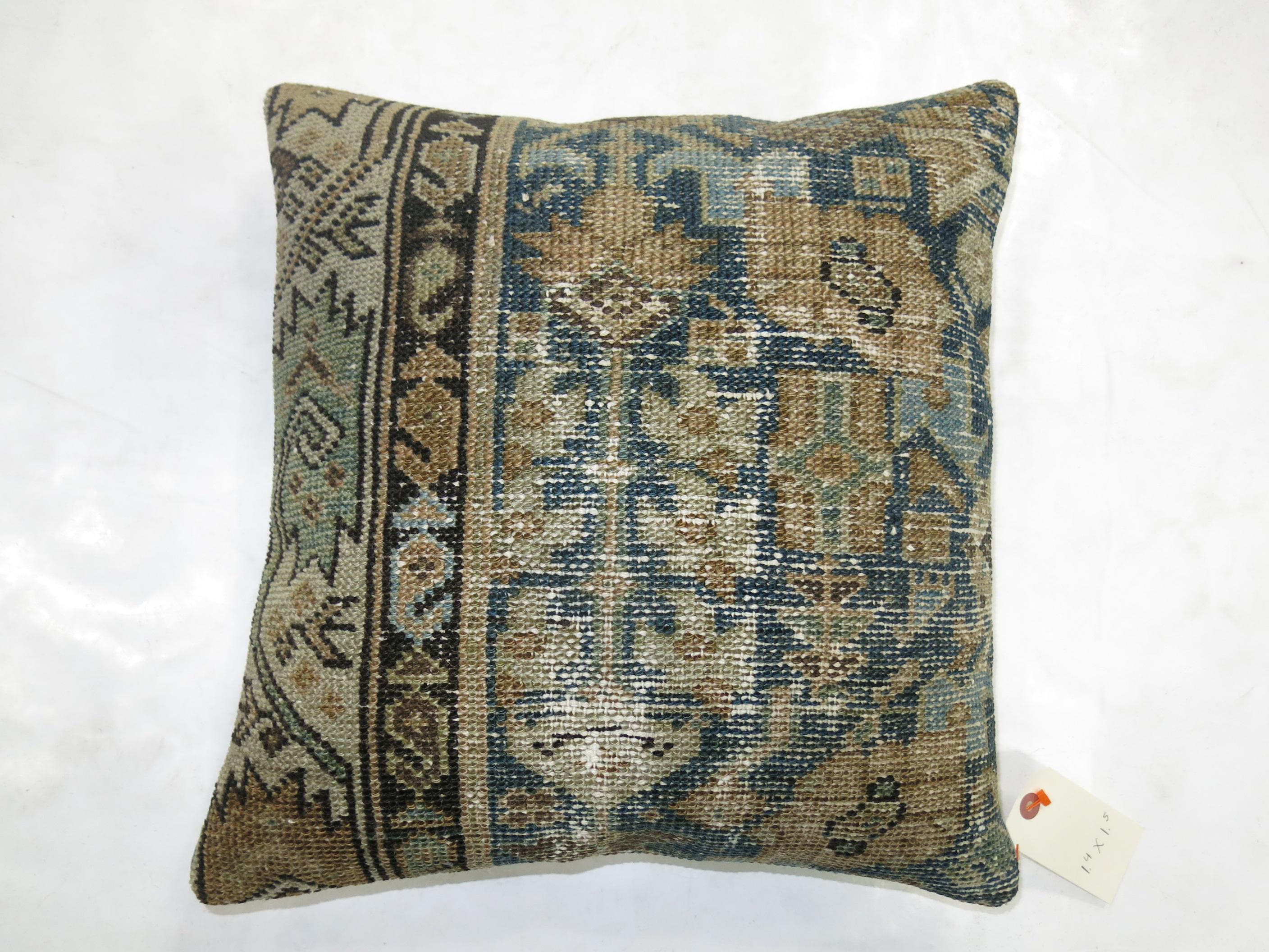 Tabriz Blue Persian Malayer Rug Pillow