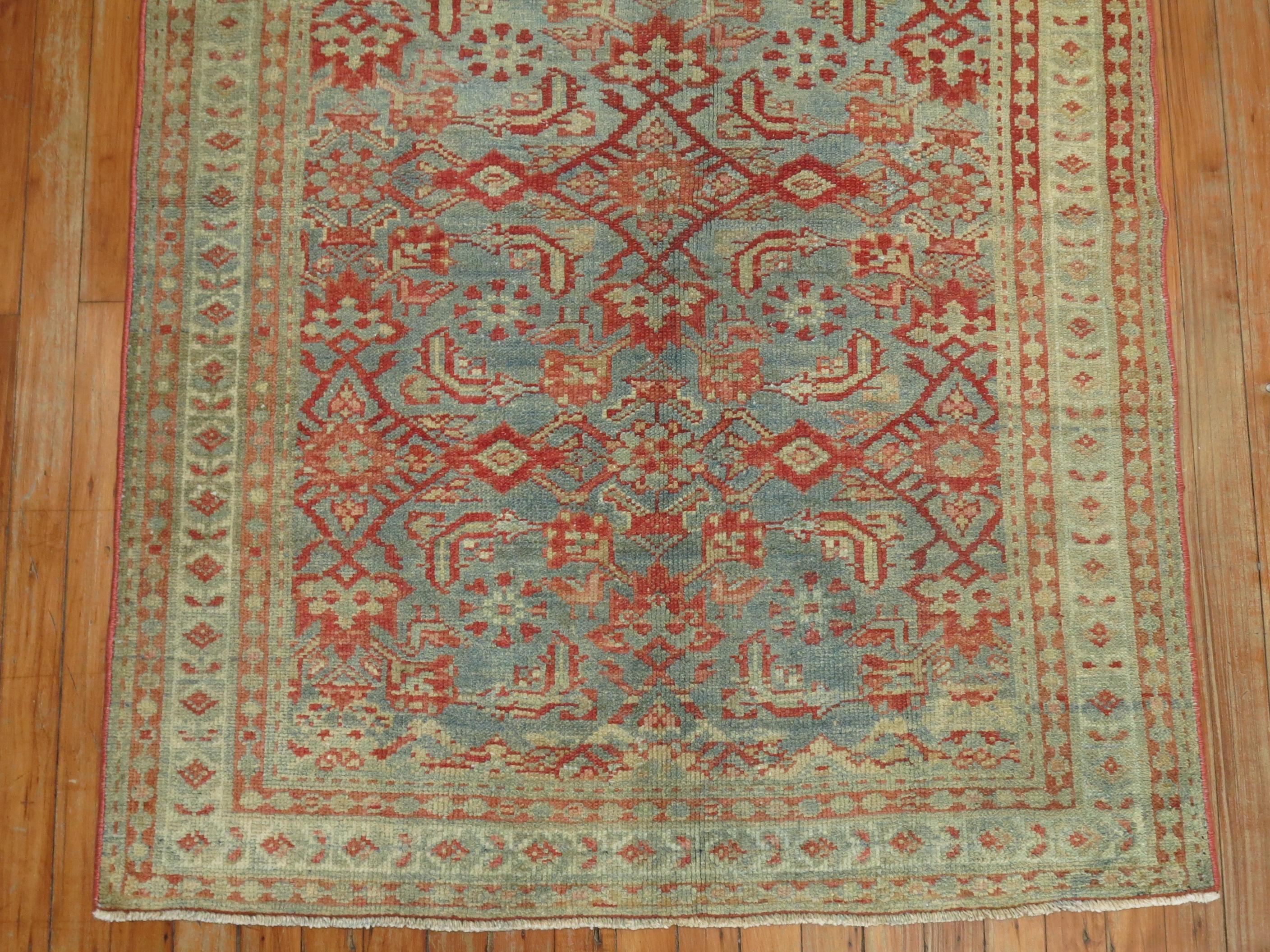 Blue Persian Malayer Scatter Rug In Good Condition For Sale In New York, NY