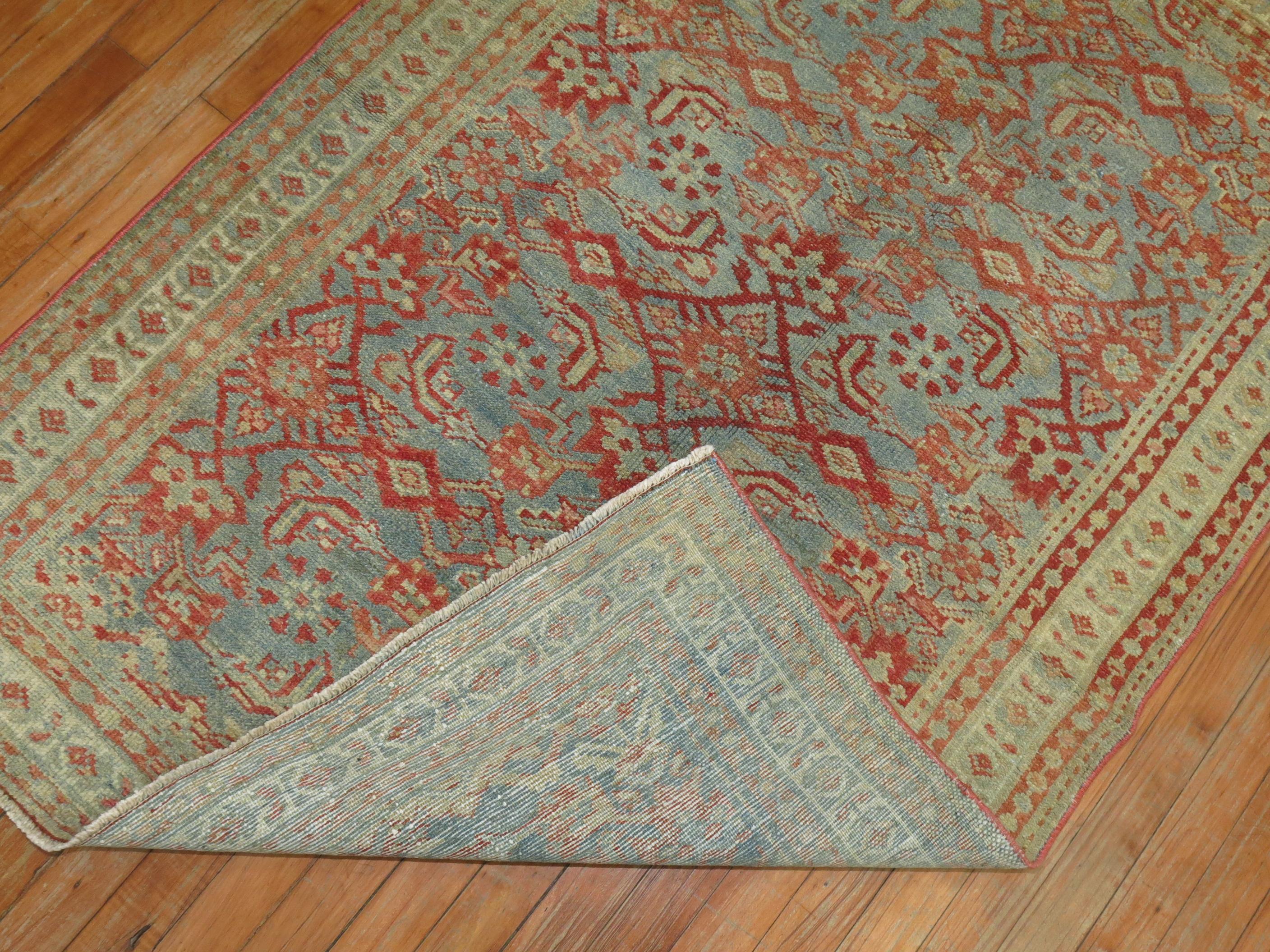 20th Century Blue Persian Malayer Scatter Rug For Sale
