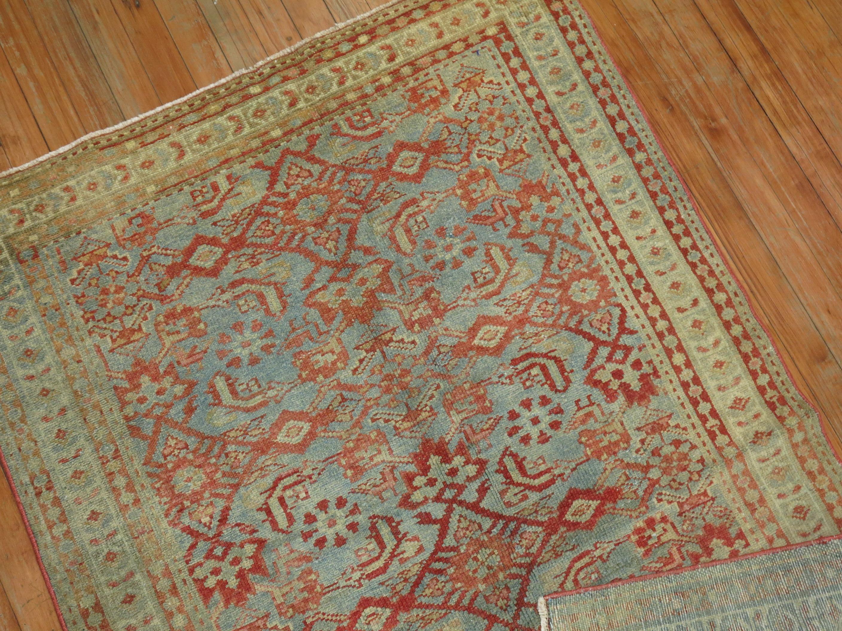 Wool Blue Persian Malayer Scatter Rug For Sale