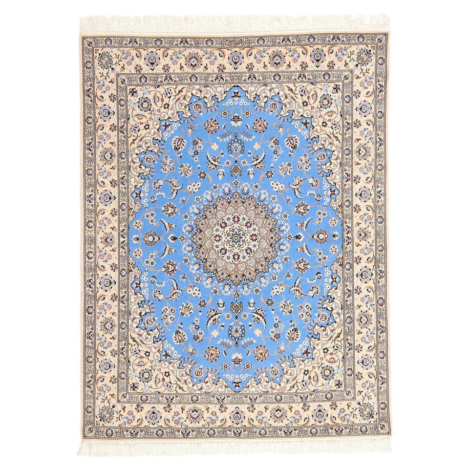 Vintage Wool and Silk Persian Nain Rug, 02'10 x 04'02 For Sale at 1stDibs