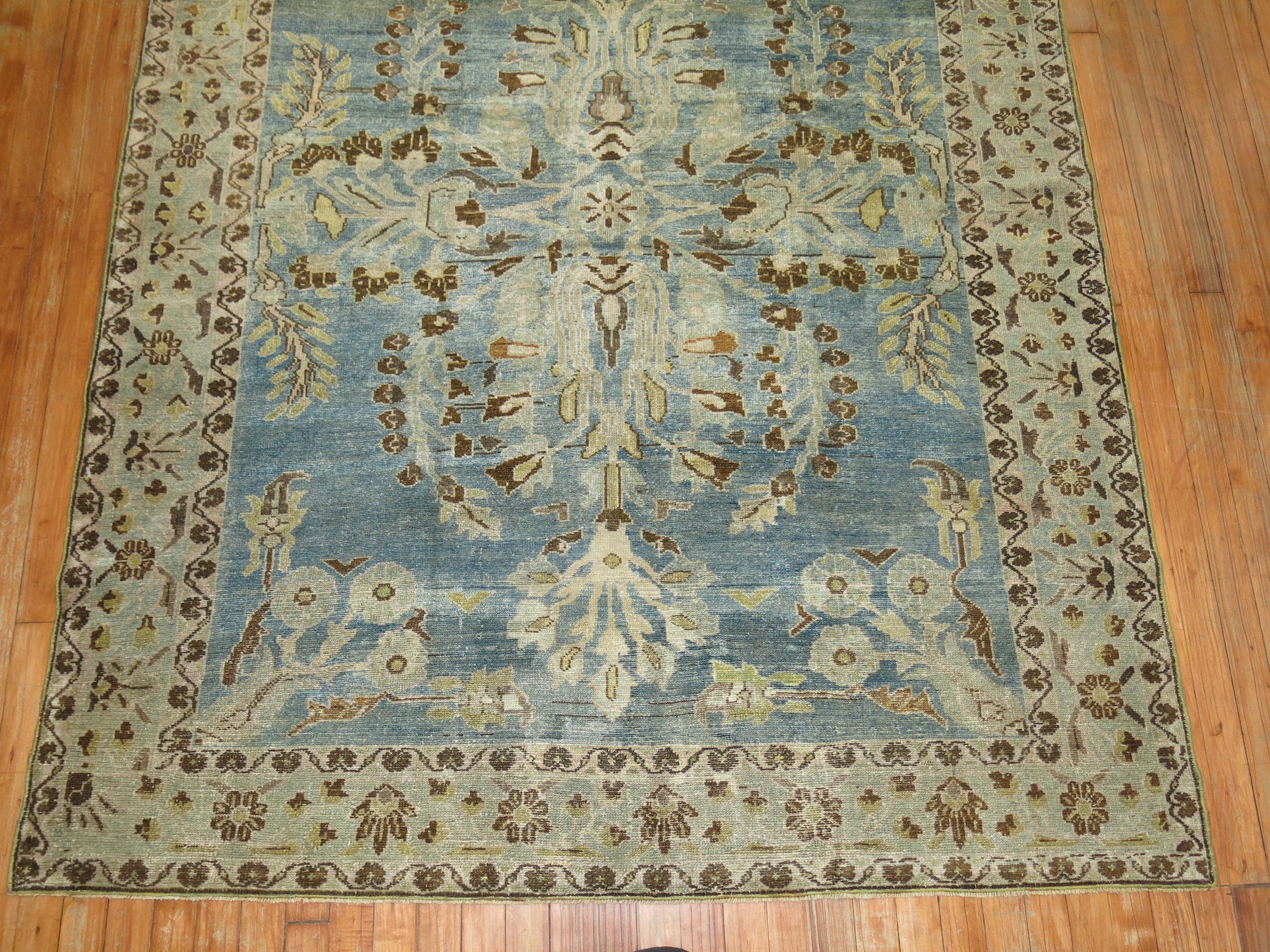 Early 20th century decorative sky blue color Persian rug.

 