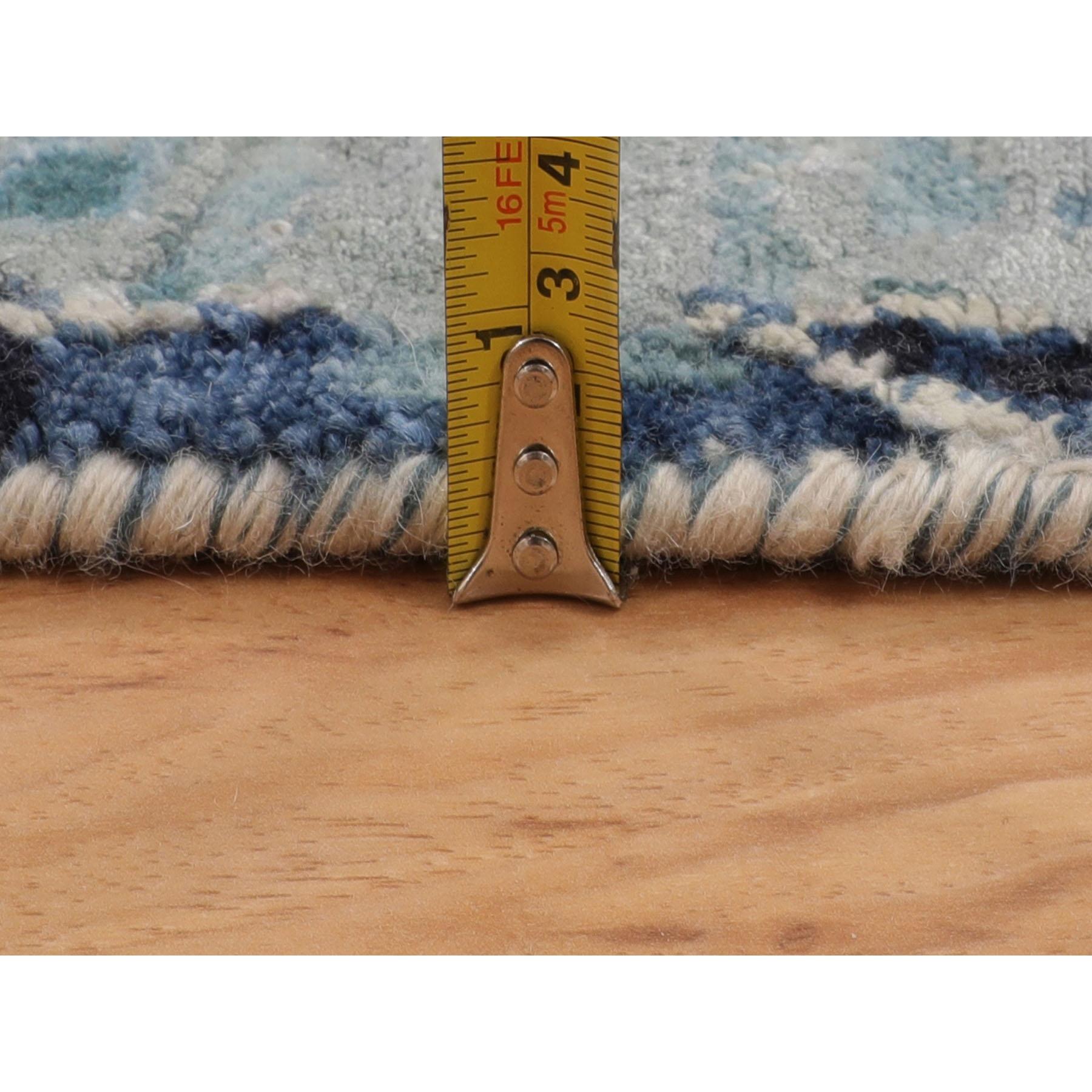 Blau Persisch Tabriz Erased Design Wolle & Seide Hand Made Quadrat Teppich 12'2