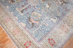Blue Persian Tabriz Hunting Animal Pictorial Rug