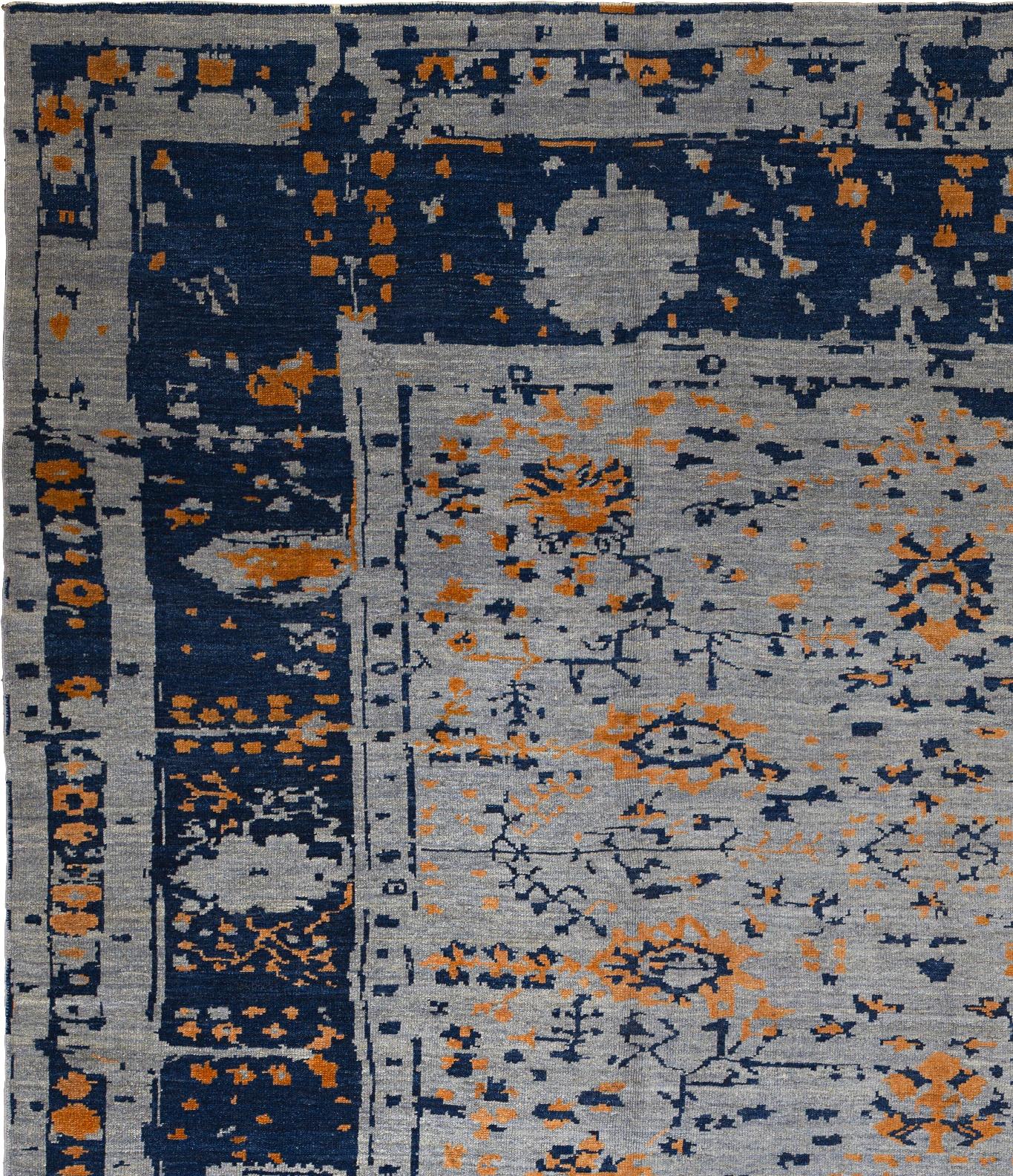 This contemporary hand-knotted wool rug presents a refined and modern interpretation of traditional Persian weaving techniques. Sized at 12 ft 6 in x 14 ft 11 in (approximately 3.81 m x 4.55 m), it fits confidently into the oversize category, ideal